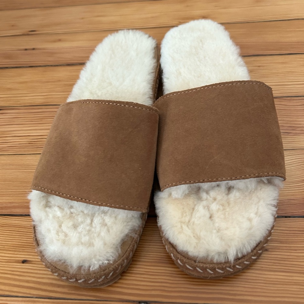 L.L. Bean Tan Shearling Slippers